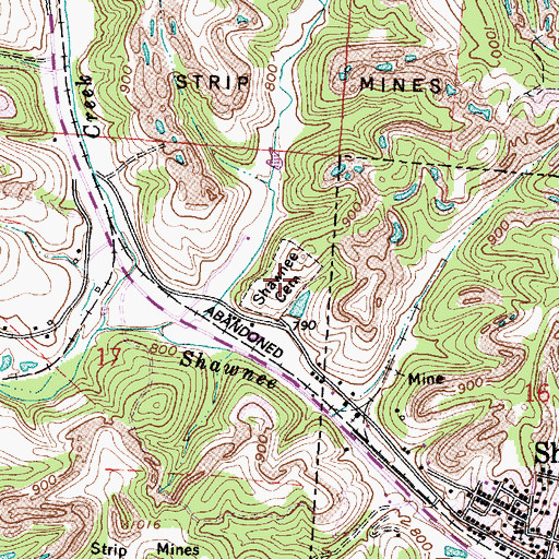 Topographic Map of Shawnee Cemetery, OH