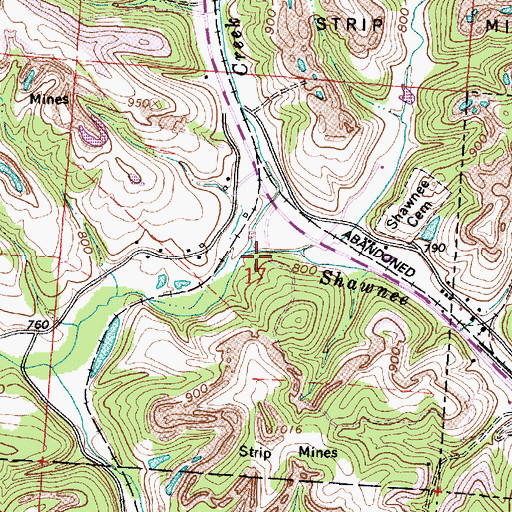 Topographic Map of Shawnee Creek, OH