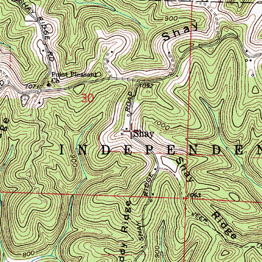Topographic Map of Shay, OH