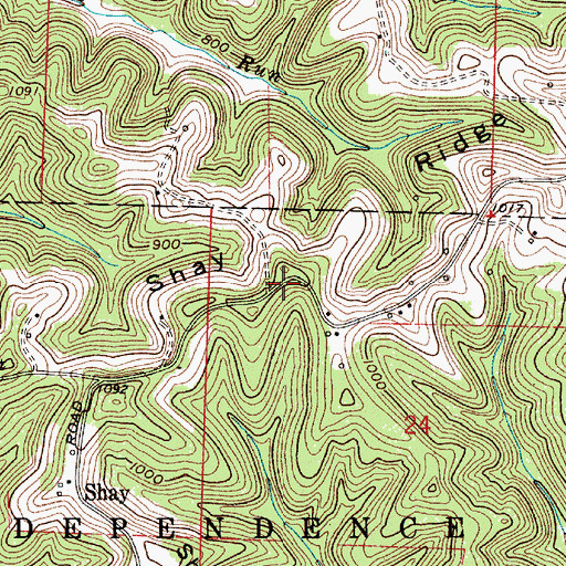 Topographic Map of Shay Ridge, OH