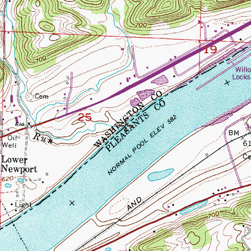 Topographic Map of Sheets Run, OH