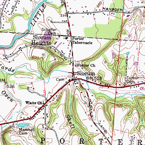 Topographic Map of Shell Creek, OH