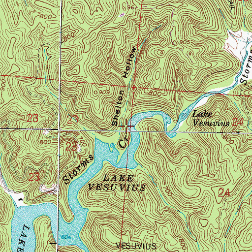 Topographic Map of Shelton Hollow, OH