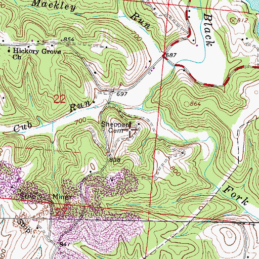 Topographic Map of Sheppard Cemetery, OH