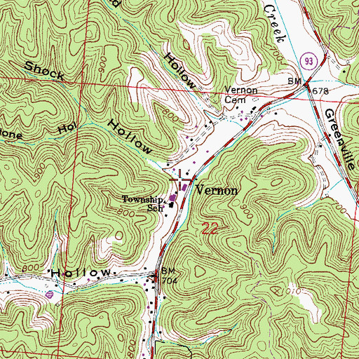 Topographic Map of Shock Hollow, OH