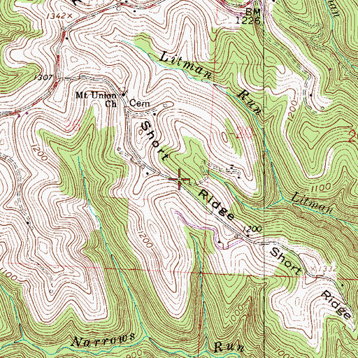 Topographic Map of Short Ridge, OH