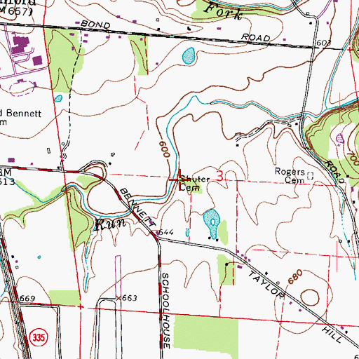 Topographic Map of Shuter Cemetery, OH