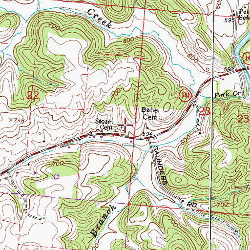 Topographic Map of Siloam Cemetery, OH