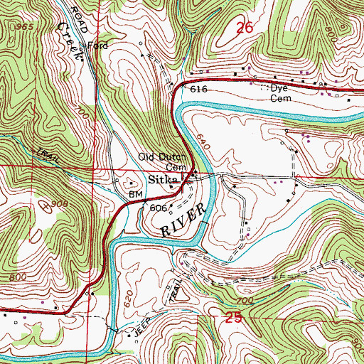 Topographic Map of Sitka, OH