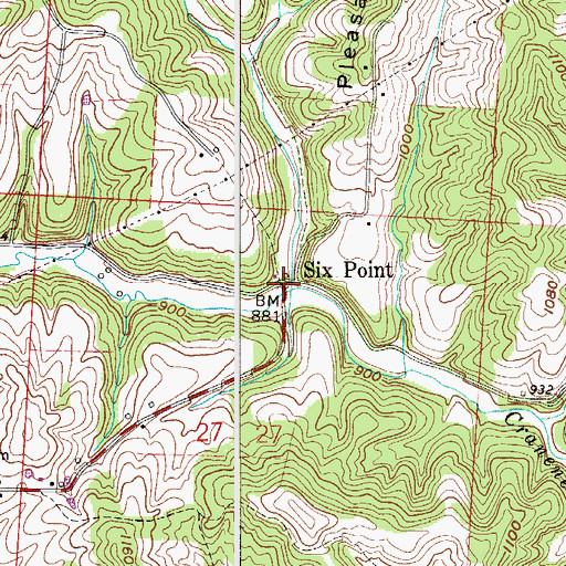 Topographic Map of Six Point, OH