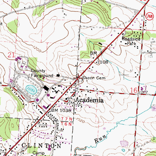 Topographic Map of Skeen Cemetery, OH