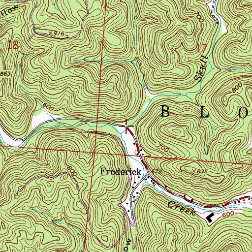 Topographic Map of Skull Creek, OH