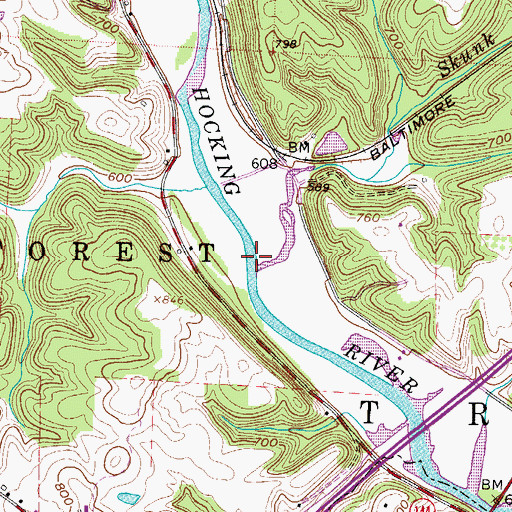 Topographic Map of Skunk Run, OH