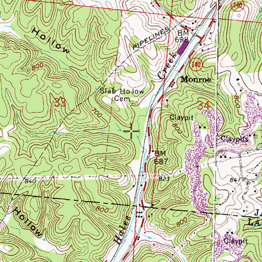 Topographic Map of Slab Hollow, OH