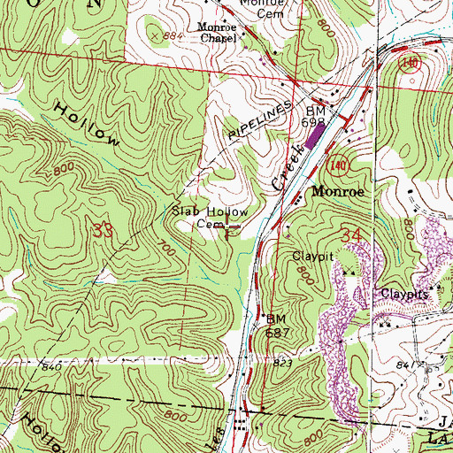 Topographic Map of Slab Hollow Cemetery, OH