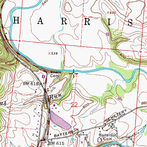 Topographic Map of Slab Run, OH
