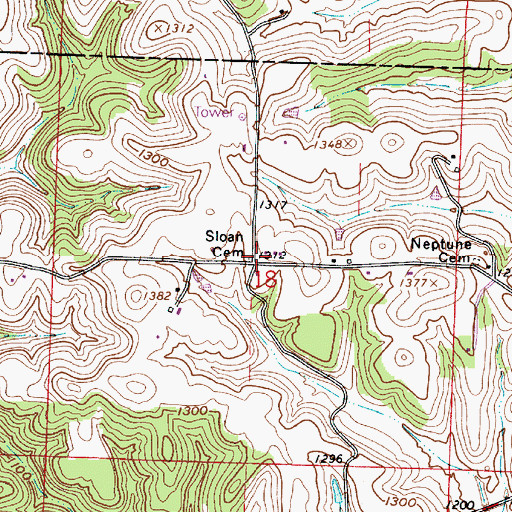 Topographic Map of Sloan Cemetery, OH