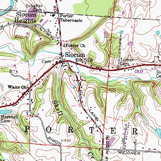 Topographic Map of Slocum Station Church, OH