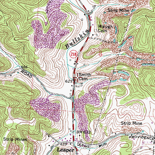 Topographic Map of Smith Cemetery, OH
