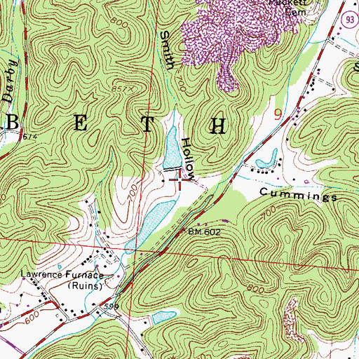 Topographic Map of Smith Hollow, OH