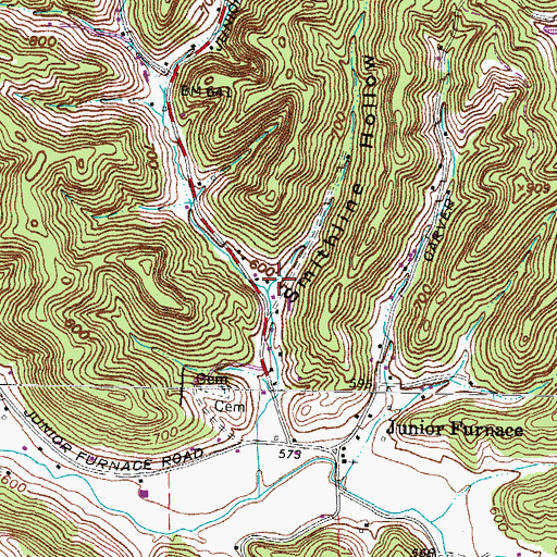 Topographic Map of Smithline Hollow, OH
