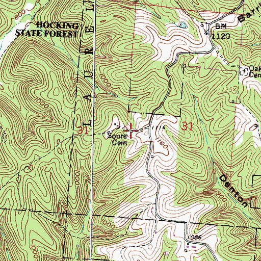 Topographic Map of Sours Cemetery, OH
