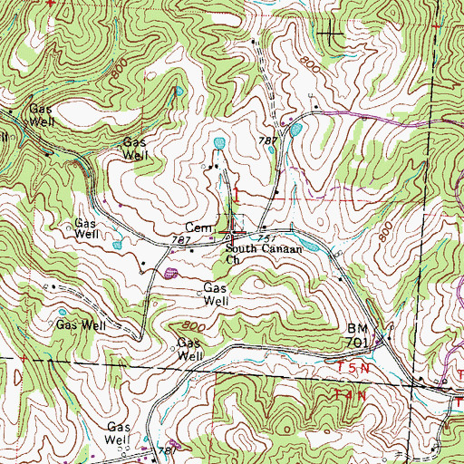 Topographic Map of South Canaan Church, OH