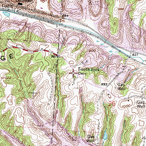 Topographic Map of South Fork Cemetery, OH