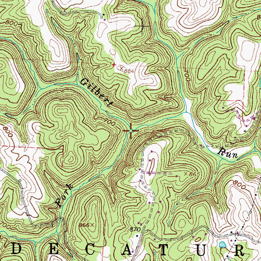 Topographic Map of South Fork Gilbert Run, OH