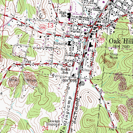 Topographic Map of South School, OH