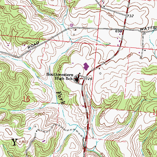 Topographic Map of Southwestern High School, OH
