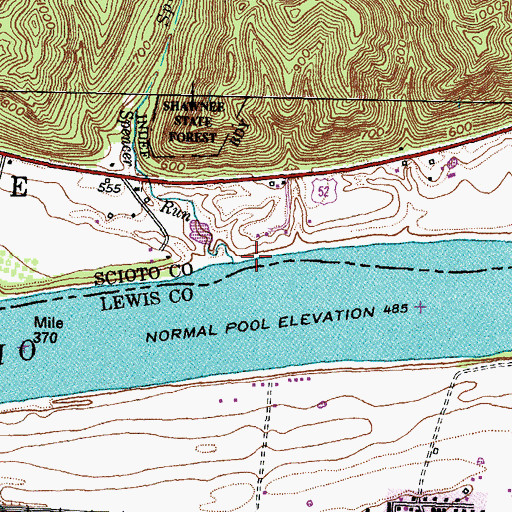 Topographic Map of Spencer Run, OH
