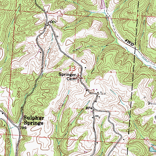 Topographic Map of Springer Cemetery, OH