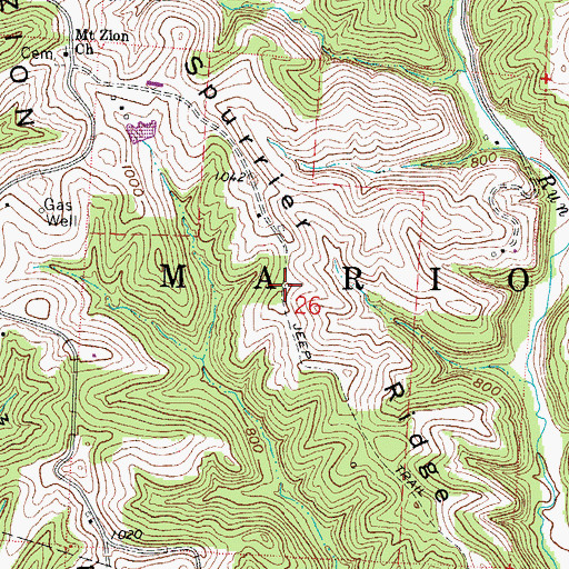 Topographic Map of Spurrier Ridge, OH