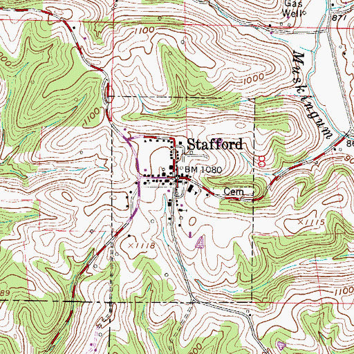 Topographic Map of Stafford, OH