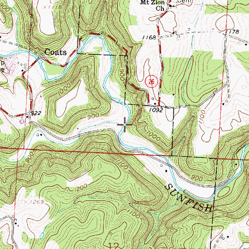 Topographic Map of Standingstone Run, OH
