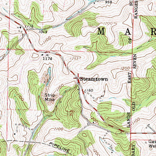 Topographic Map of Steamtown, OH