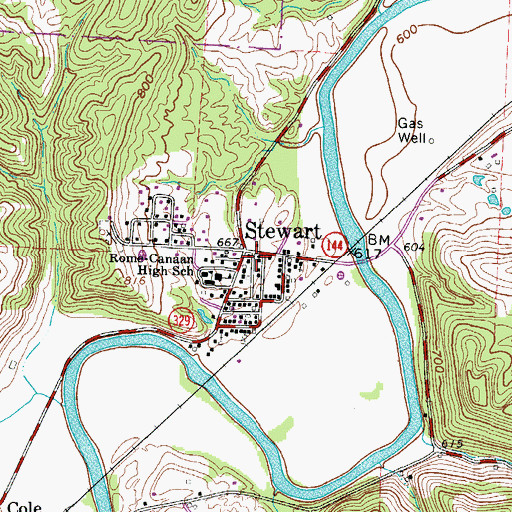 Topographic Map of Stewart, OH