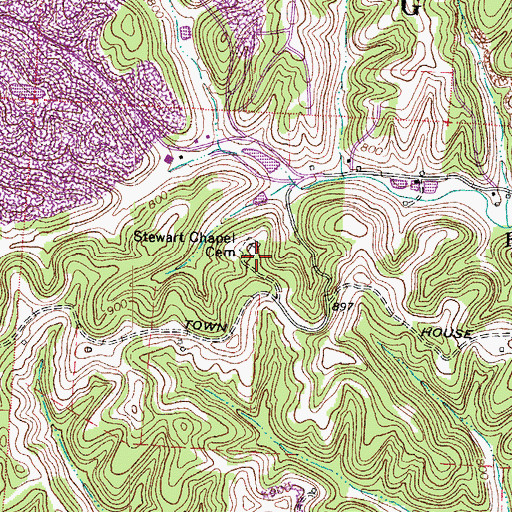 Topographic Map of Stewart Chapel Cemetery, OH