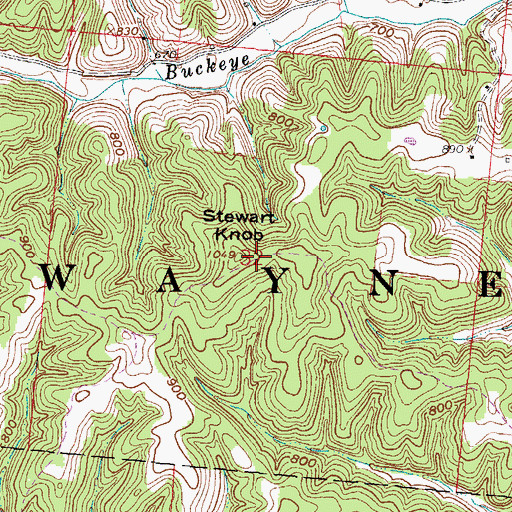 Topographic Map of Stewart Knob, OH