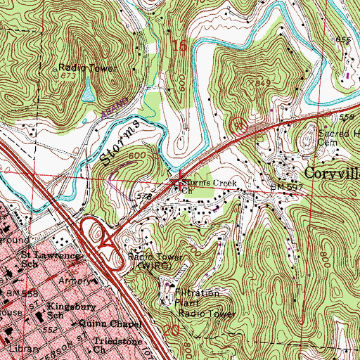 Topographic Map of Storms Creek Church, OH