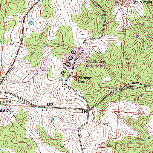 Topographic Map of Strawn Cemetery, OH