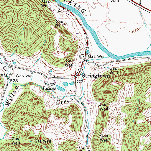 Topographic Map of Stringtown, OH