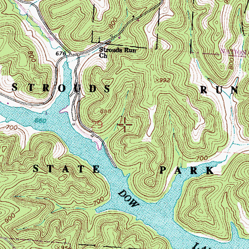 Topographic Map of Strouds Run State Park, OH