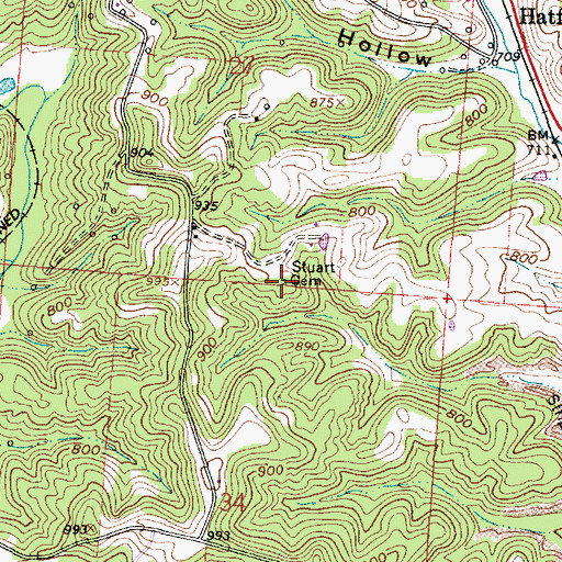 Topographic Map of Stuart Cemetery, OH