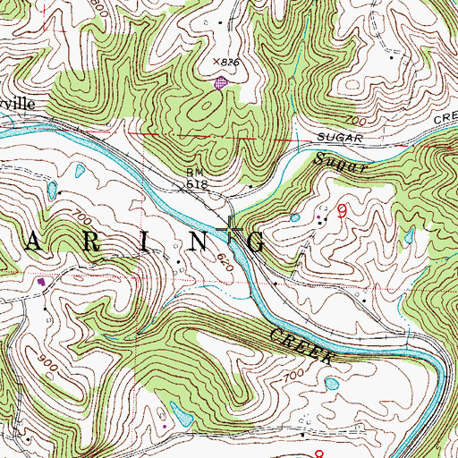 Topographic Map of Sugar Creek, OH