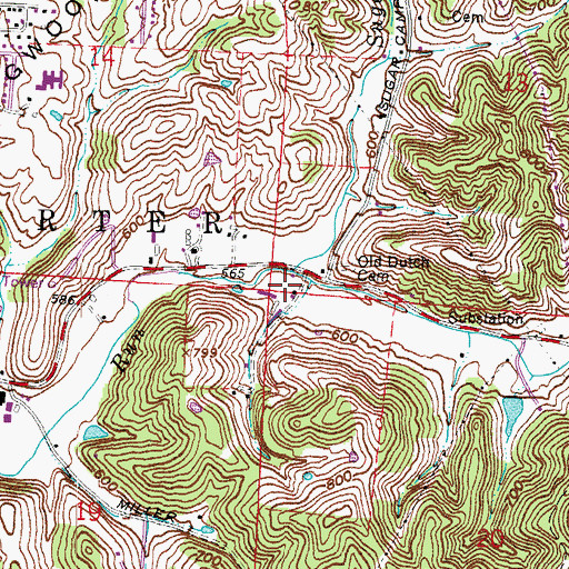 Topographic Map of Sugar Camp Creek, OH