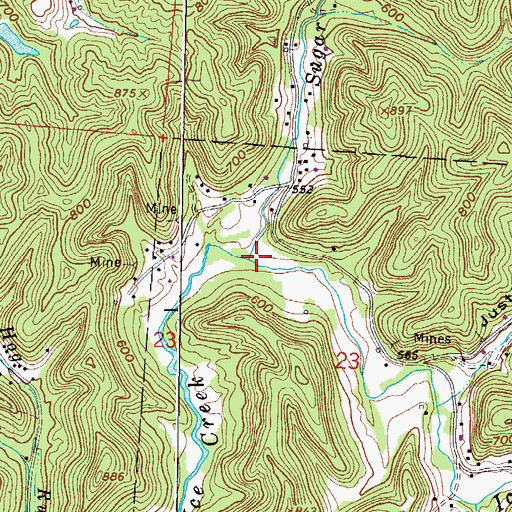 Topographic Map of Sugar Creek, OH