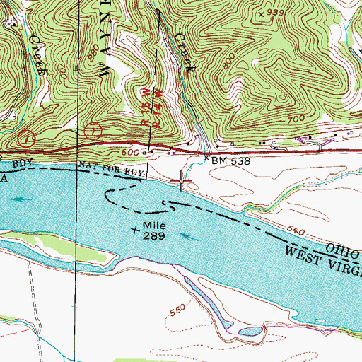 Topographic Map of Sugar Creek, OH