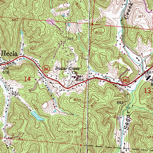 Topographic Map of Sugar Creek Church, OH